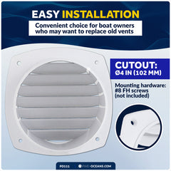 7-Slotted Louvered Hose Vent, 4" Hose Diameter, White