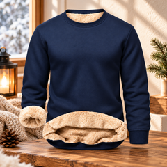 Men's Fitted Crewneck Fleece Lined Sweatshirt, Wind Resistant Polyester Athletic Pullover, Casual Fashion Active Tops