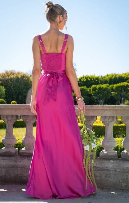 Lana Maxi Dress ~ Rich Magenta Luxe Satin