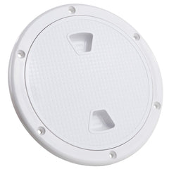 8" Deck Plate, Round Screw-in, Non-slip, White - FO4232 - Five Oceans