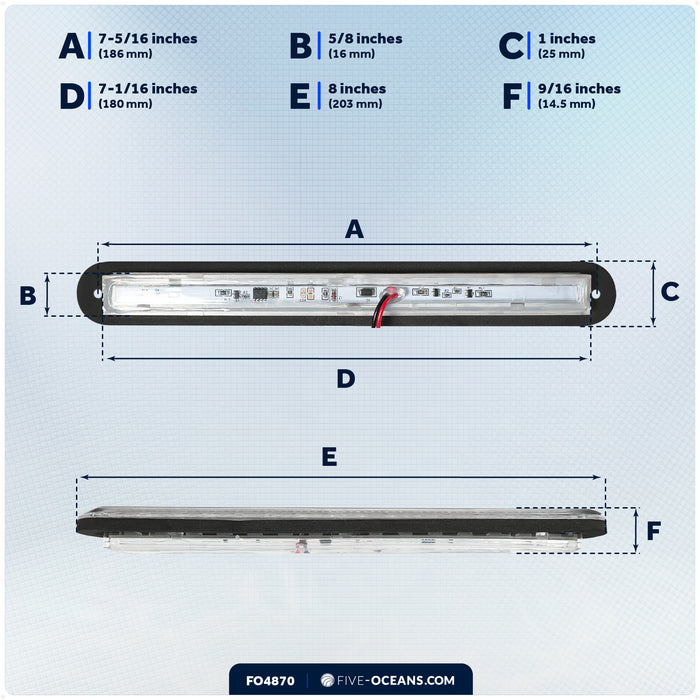 8" RGBW LED Recessed Strip Lights with Internal Driver, 12V, 2-Pack - FO4870 - Five Oceans
