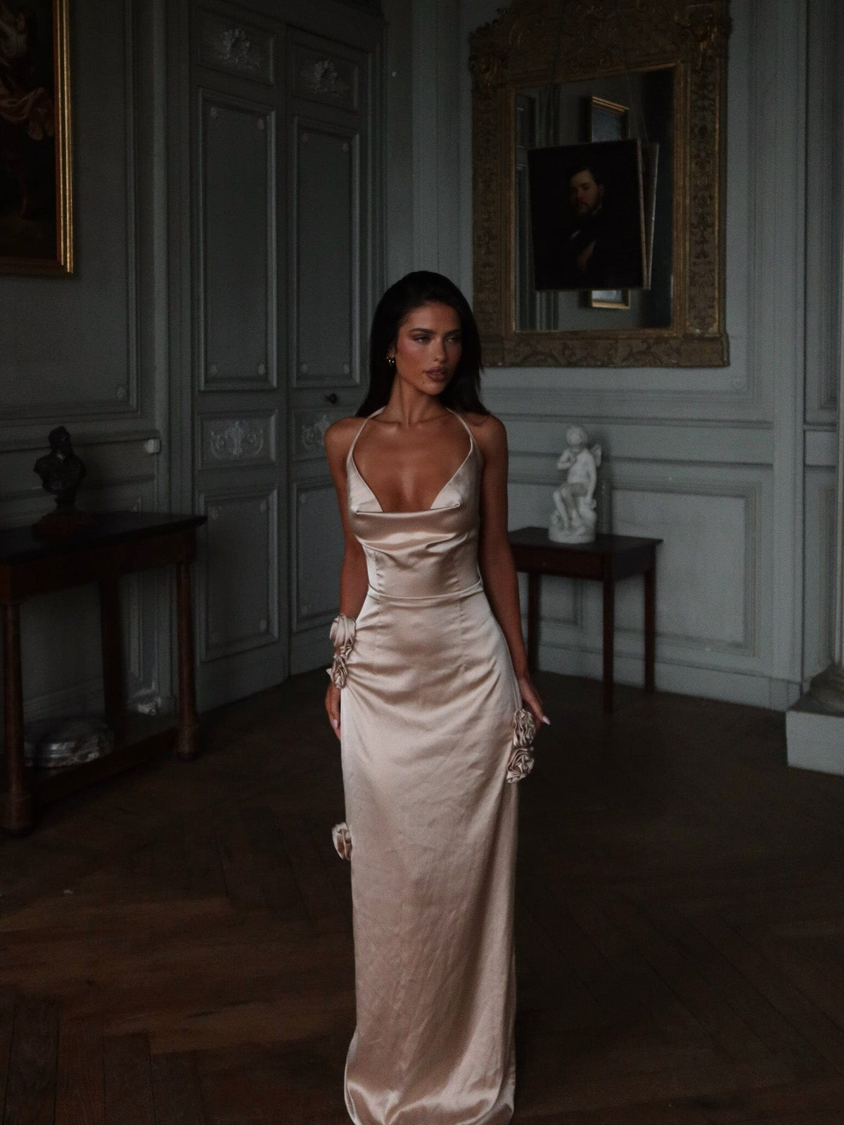 ABELLA SATIN MAXI DRESS IVORY