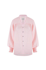 Adriana Long Sleeve Linen Top in Blush