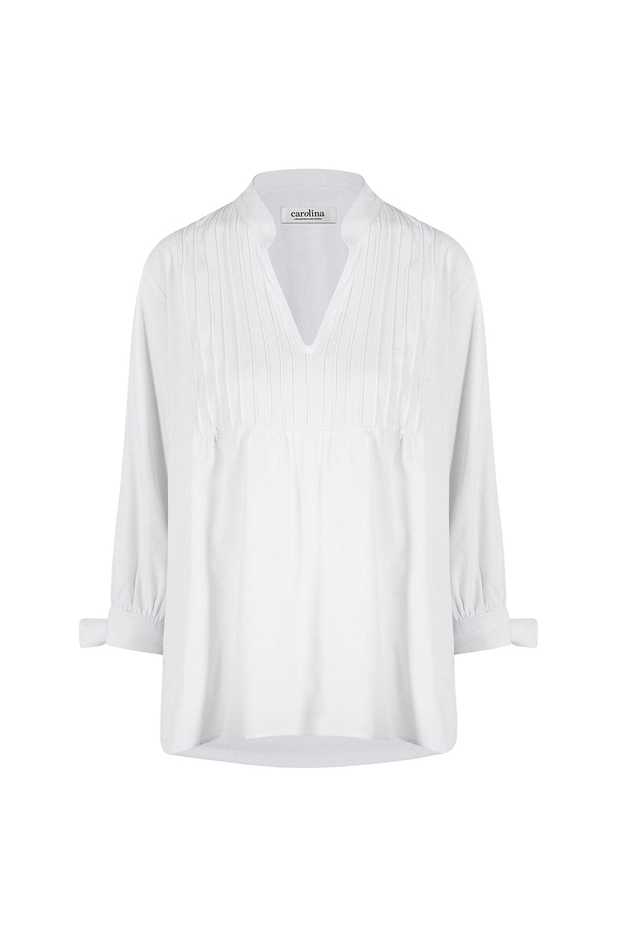 Alessia V Neck Mid Sleeve Top in White