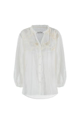 Aria Embroidered 3/4 Sleeve Top Ivory