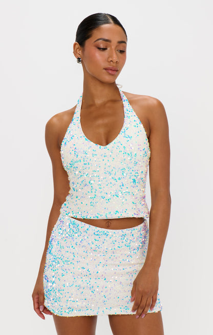 All That Top ~ White Sparkle Sequins