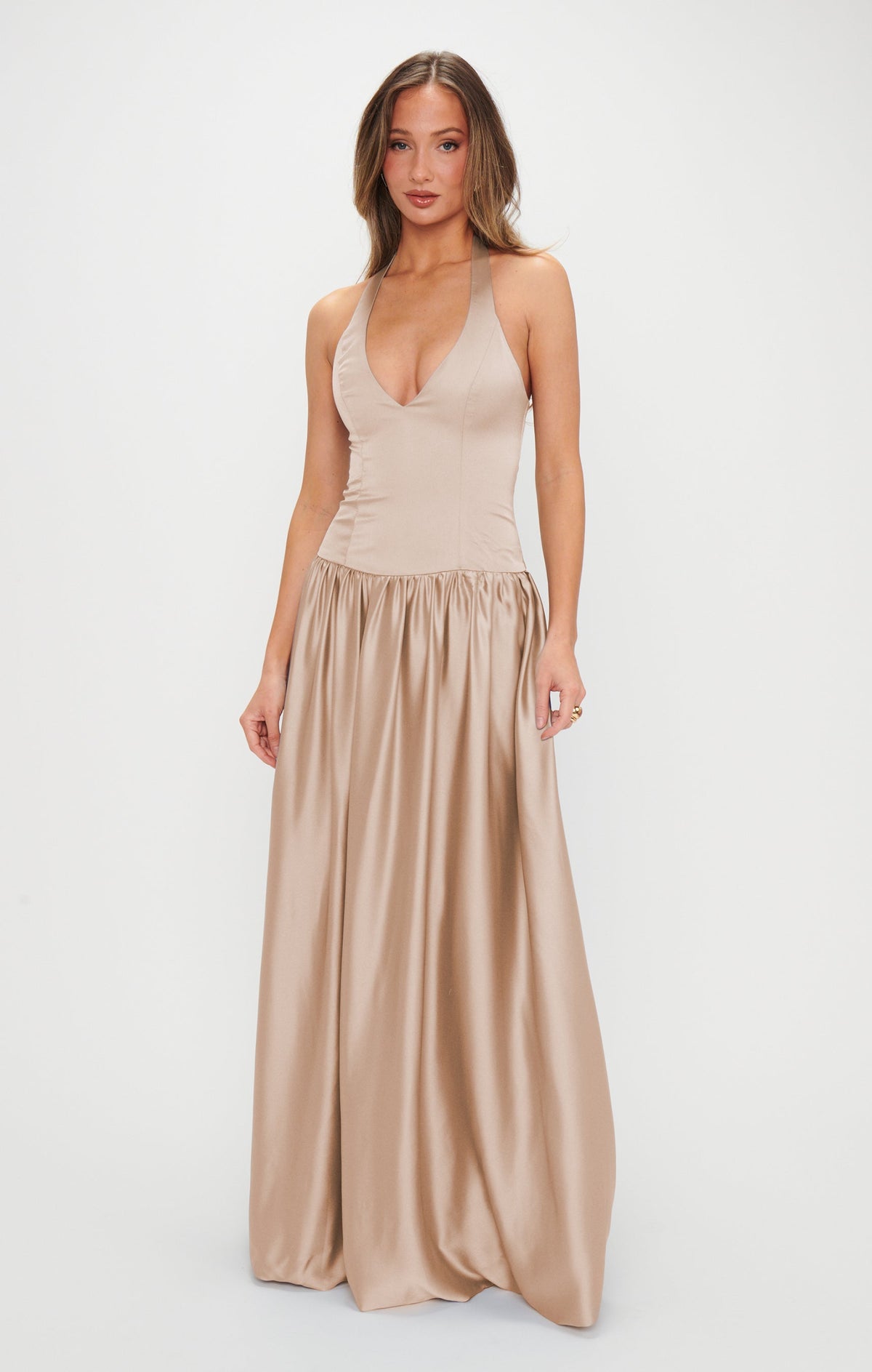 Eliza Maxi Dress ~ Champagne Luxe Satin