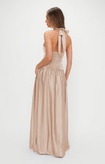 Eliza Maxi Dress ~ Champagne Luxe Satin