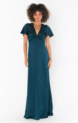 Rome Twist Gown ~ Deep Emerald Luxe Satin