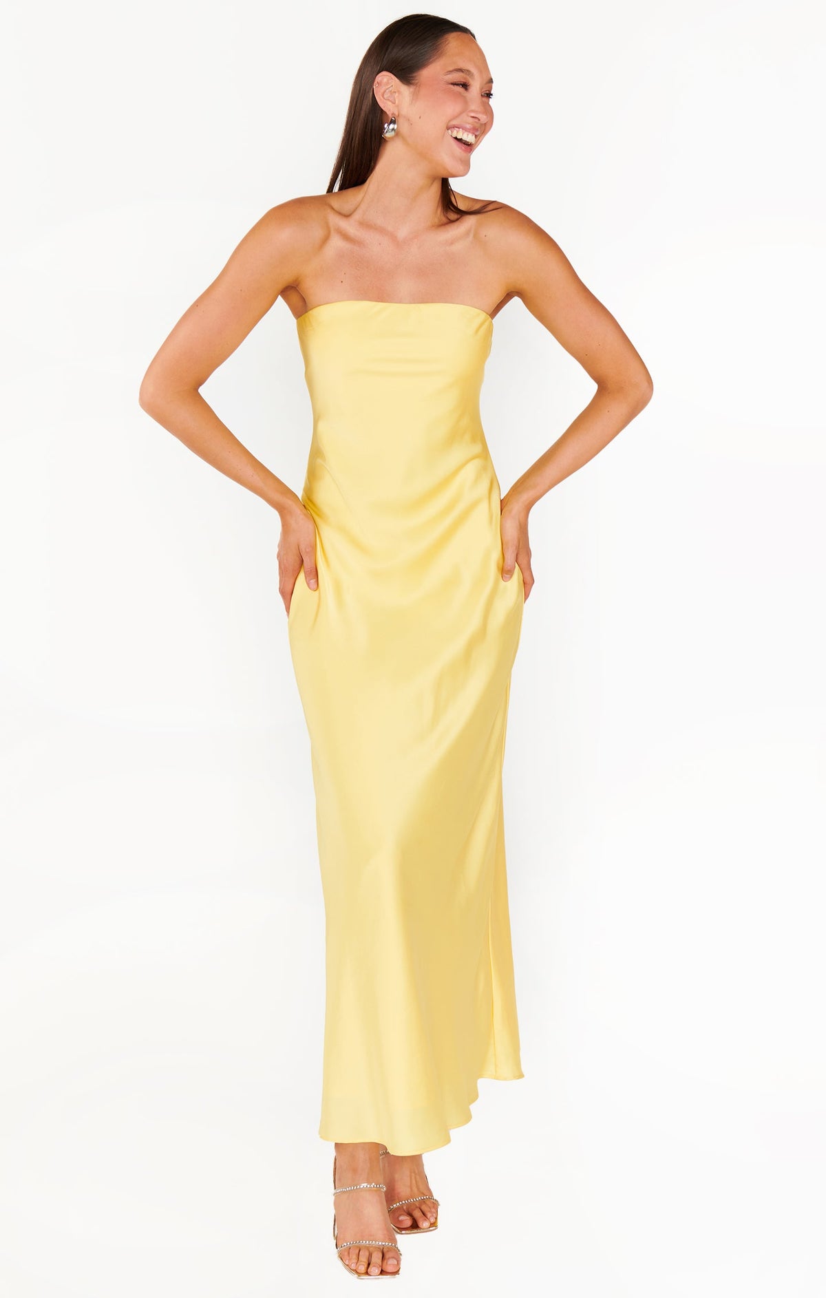 Taylor Tube Dress ~ Yellow Luxe Satin