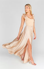 Harper Maxi Dress ~ Champagne Luxe Satin