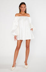 Brenna Mini Dress ~ White Taffeta