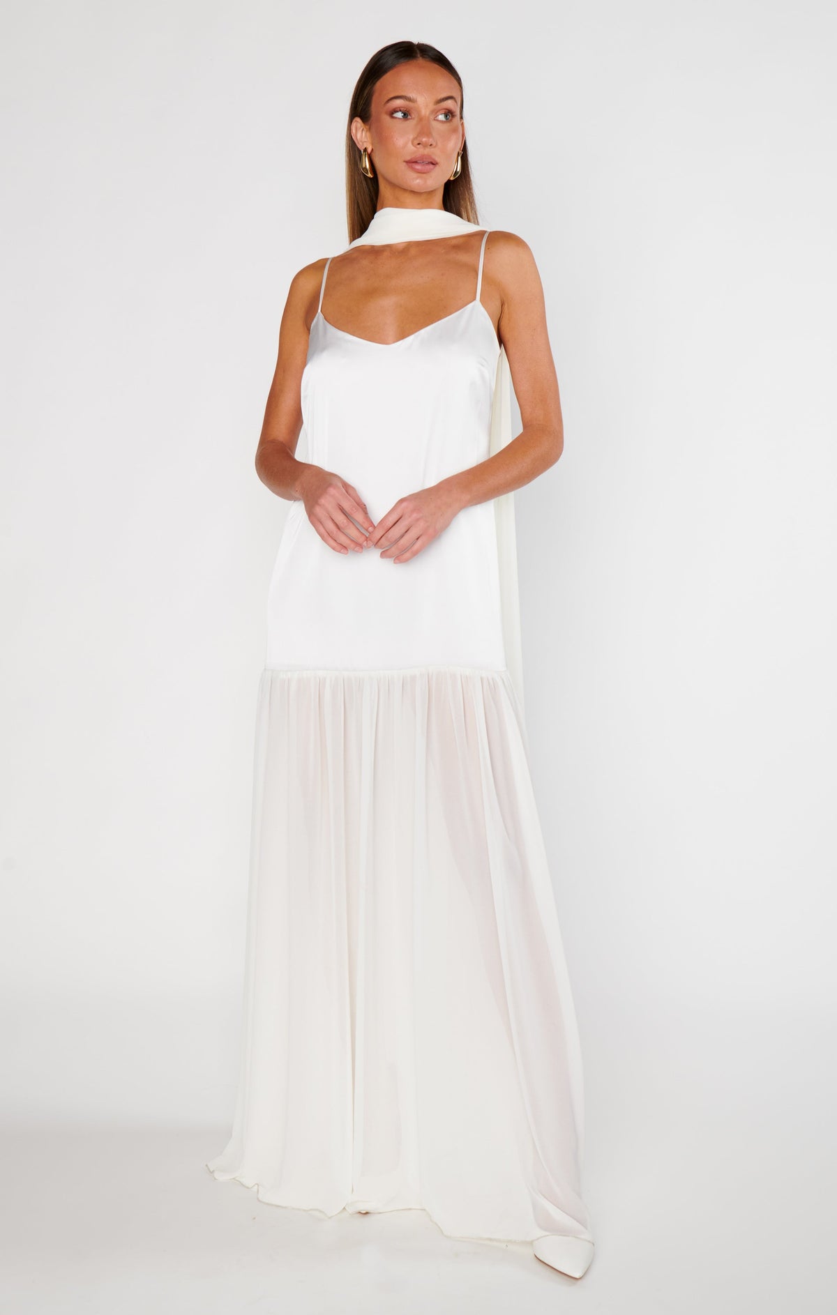 Dalia Maxi Dress ~ Ivory Luxe Satin