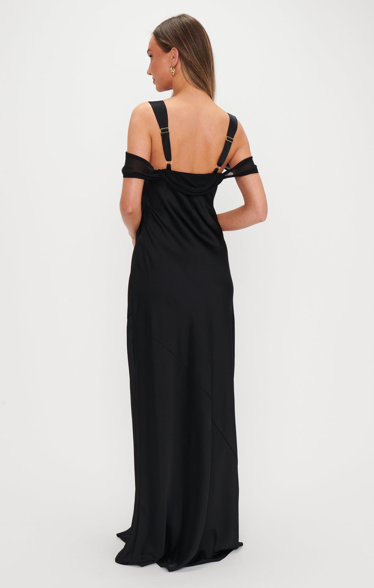Bella Maxi Dress ~ Black Luxe Satin