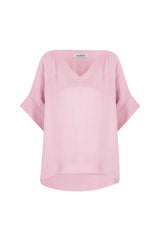 Bianca Short Sleeve Top Blush with V Neck