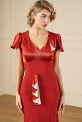 1930s Cabaret Flutter Dress - Rust