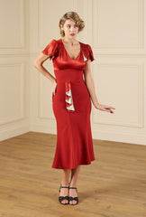 1930s Cabaret Flutter Dress - Rust