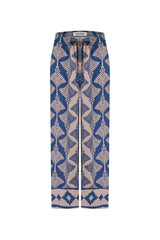 Casey Straight Leg Pants Fan Print in Navy & Espresso