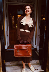 1930s Connie Dress and Crop Jacket - Brown and Oakline Stripe