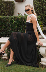 Hepburn Maxi Dress ~ Black Tie Colorblock