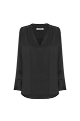 Daniella V-Neck Long Sleeve Top Black