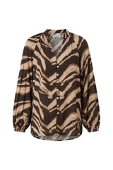 Evelyn Animal Print Long Sleeve Top Chocolate