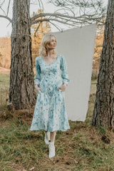 Prairie Dress in Blue Cloud Rose Challis
