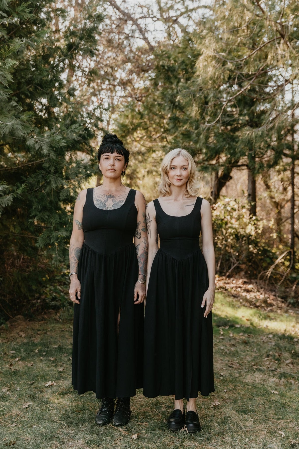 Long Agnes dress in Black Cotton