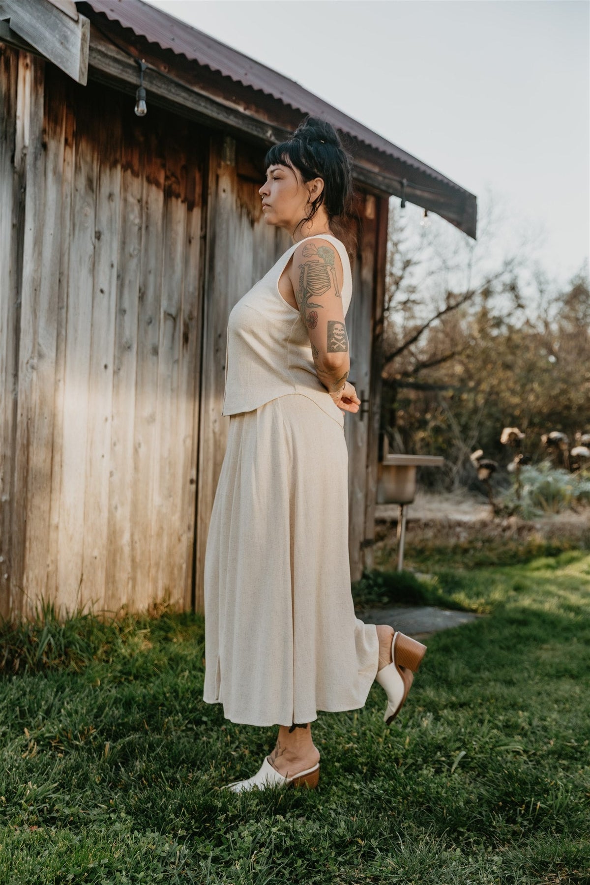 Aviva Top in Oat Irish Linen