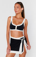Shoreline Sarong ~ Black and White Linen