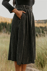 Trices Skirt in Black 2 Tone Striped Cotton