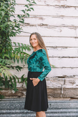 Shelby Crop Top in Spruce Crushed Velvet