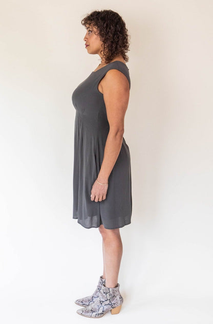 Pleiades Dress in Olive Crepe
