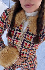 Zermatt Zip Up ~ Valley Houndstooth Faux Fur