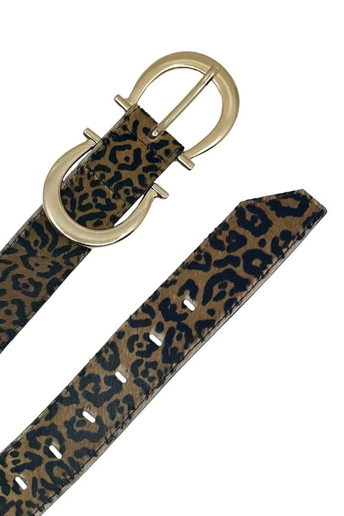 Ivy Double Buckle Belt Leopard Print