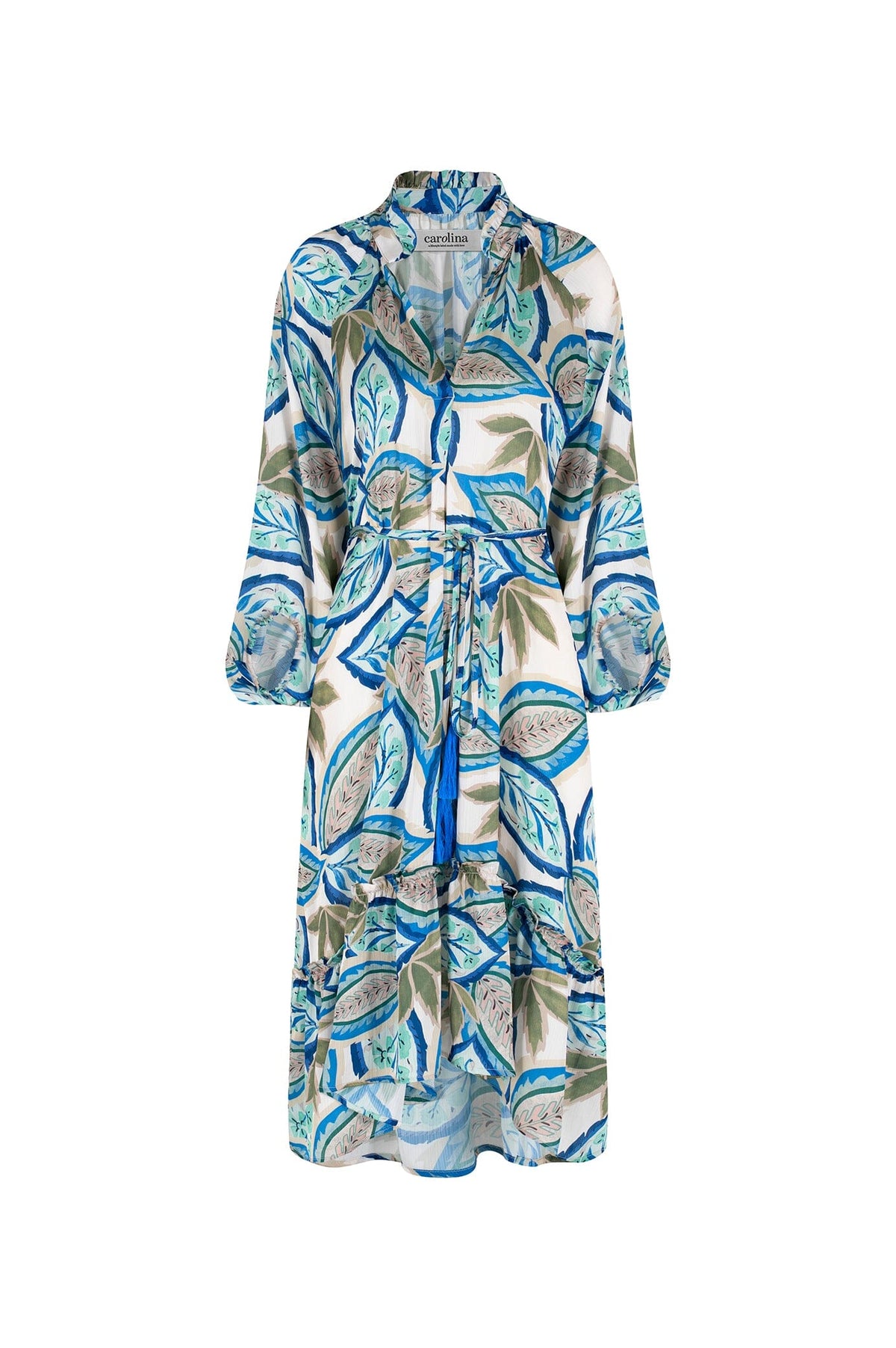 Kiara Long Sleeve Dress Green and Blue