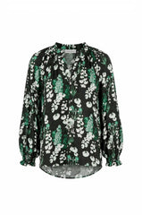 Lissy Floral Long Sleeve Top Military Green