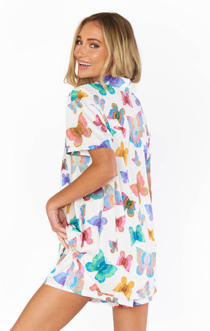 Sunday Morning PJ Set ~ Rainbow Butterflies Knit