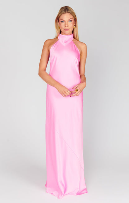 Lisa Maxi Dress ~ Pink Luxe Satin