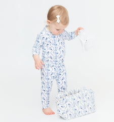 The Tiny PJ Set - Blue Vine Stripe