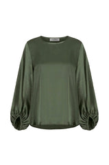 Sophia Round Neck Long Sleeve Top Olive