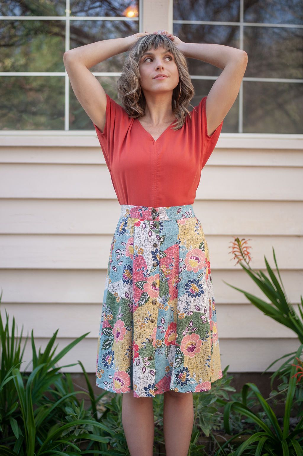 Dolman Top in Coral Challis