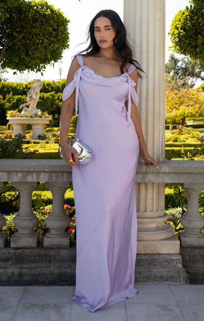 Bella Maxi Dress ~ Lavender Luxe Satin