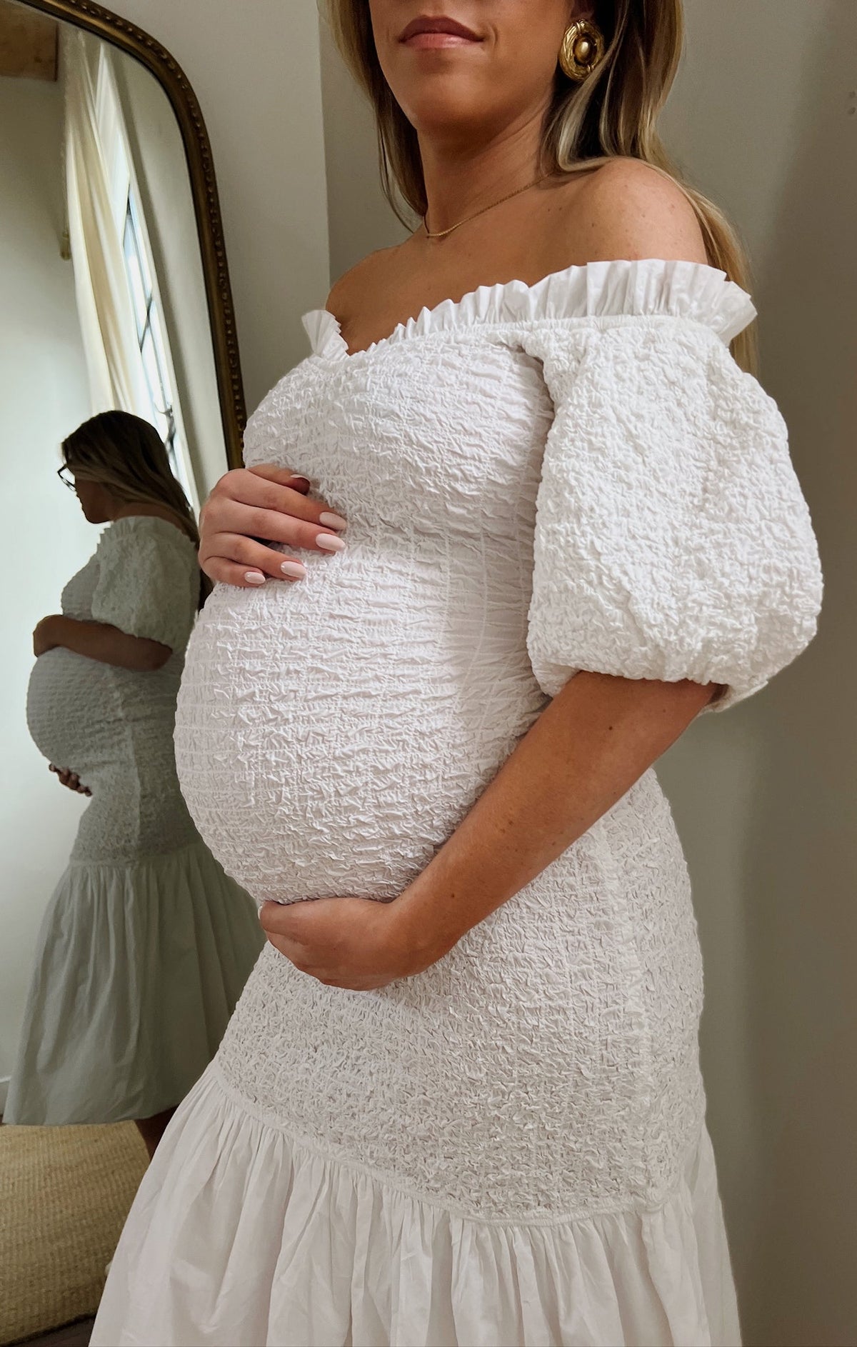 Rom Com Midi Dress ~ White Texture Stretch