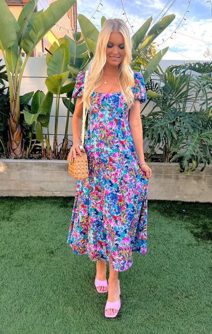 Mia Midi Dress ~ Painterly Meadows