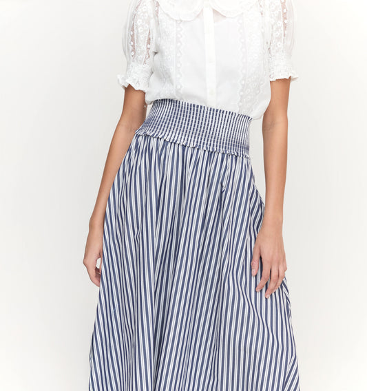 The Delphine Nap Skirt - Navy Stripe