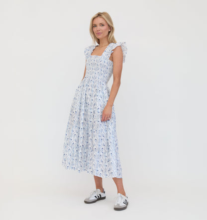 The Ellie Nap Dress - Blue Vine Stripe