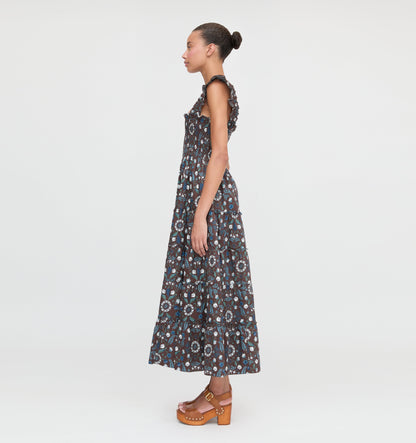 The Ellie Maxi Nap Dress - Chocolate Swedish Floral