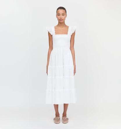 The Ellie Nap Dress - White Shadow Stripe