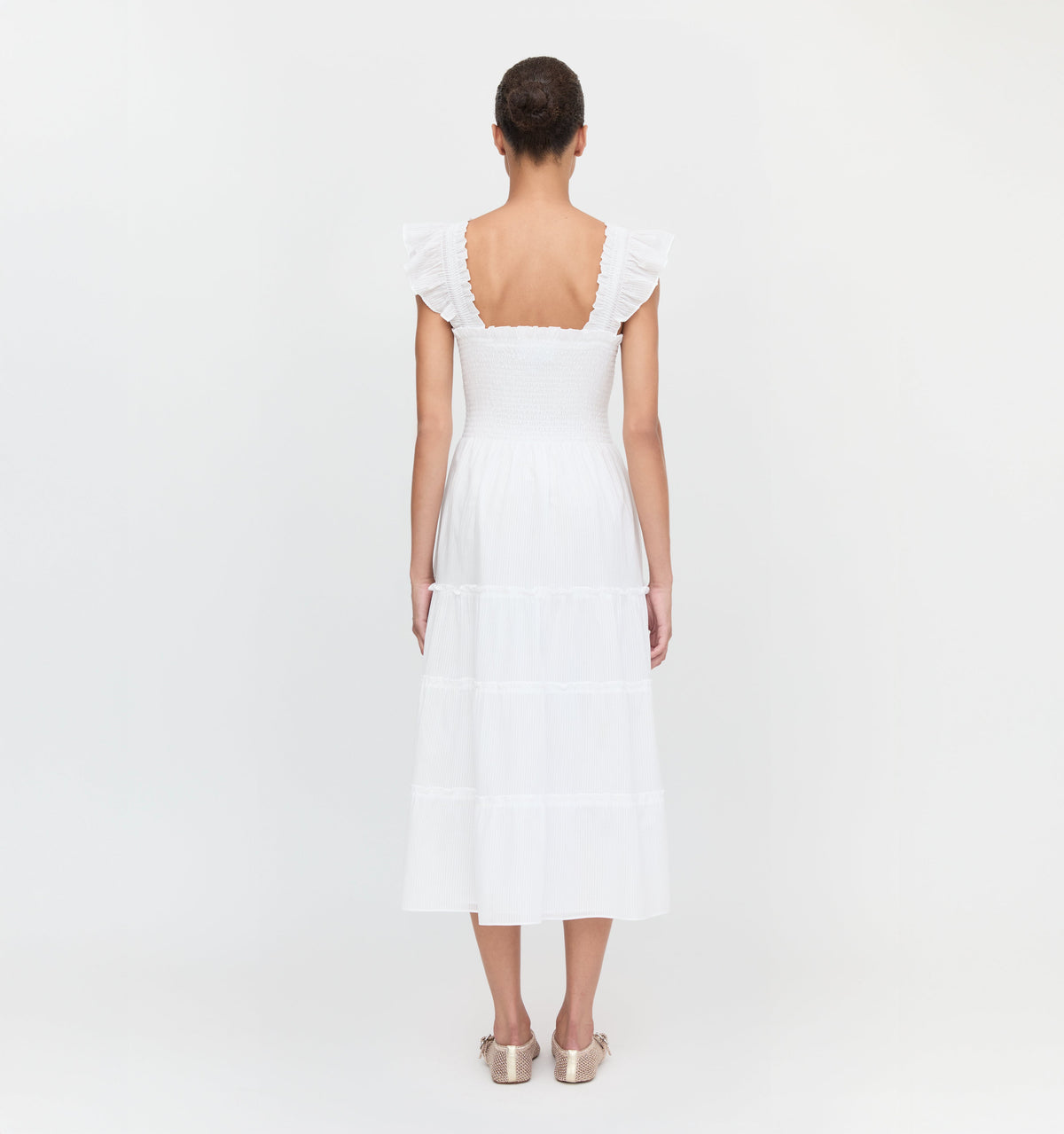 The Ellie Nap Dress - White Shadow Stripe